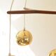 Scandinavian pendant lamp, brass and teak, 60s