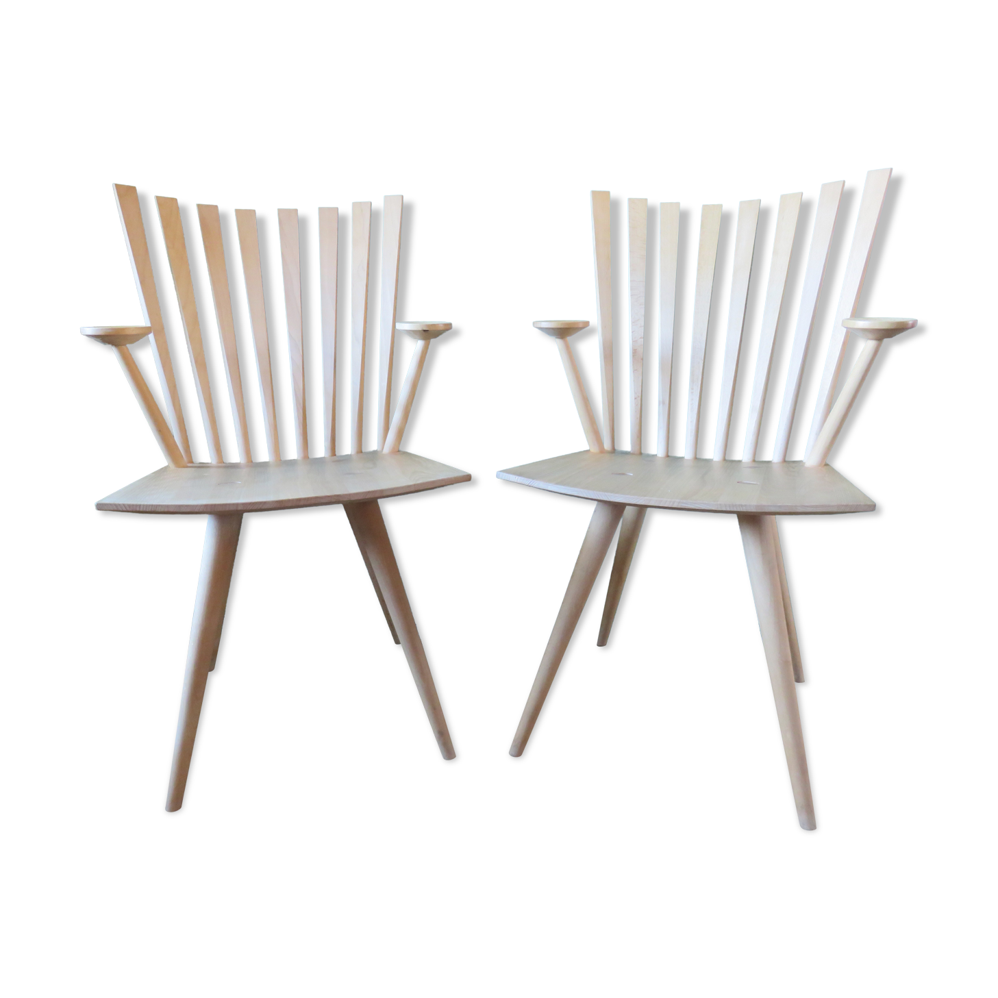 Pair of maple "Mikado" armchairs by J.Foersom and P.Hjort Lorenzen