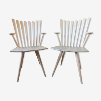 Pair of maple "Mikado" armchairs by J.Foersom and P.Hjort Lorenzen