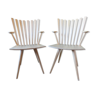 Pair of maple "Mikado" armchairs by J.Foersom and P.Hjort Lorenzen