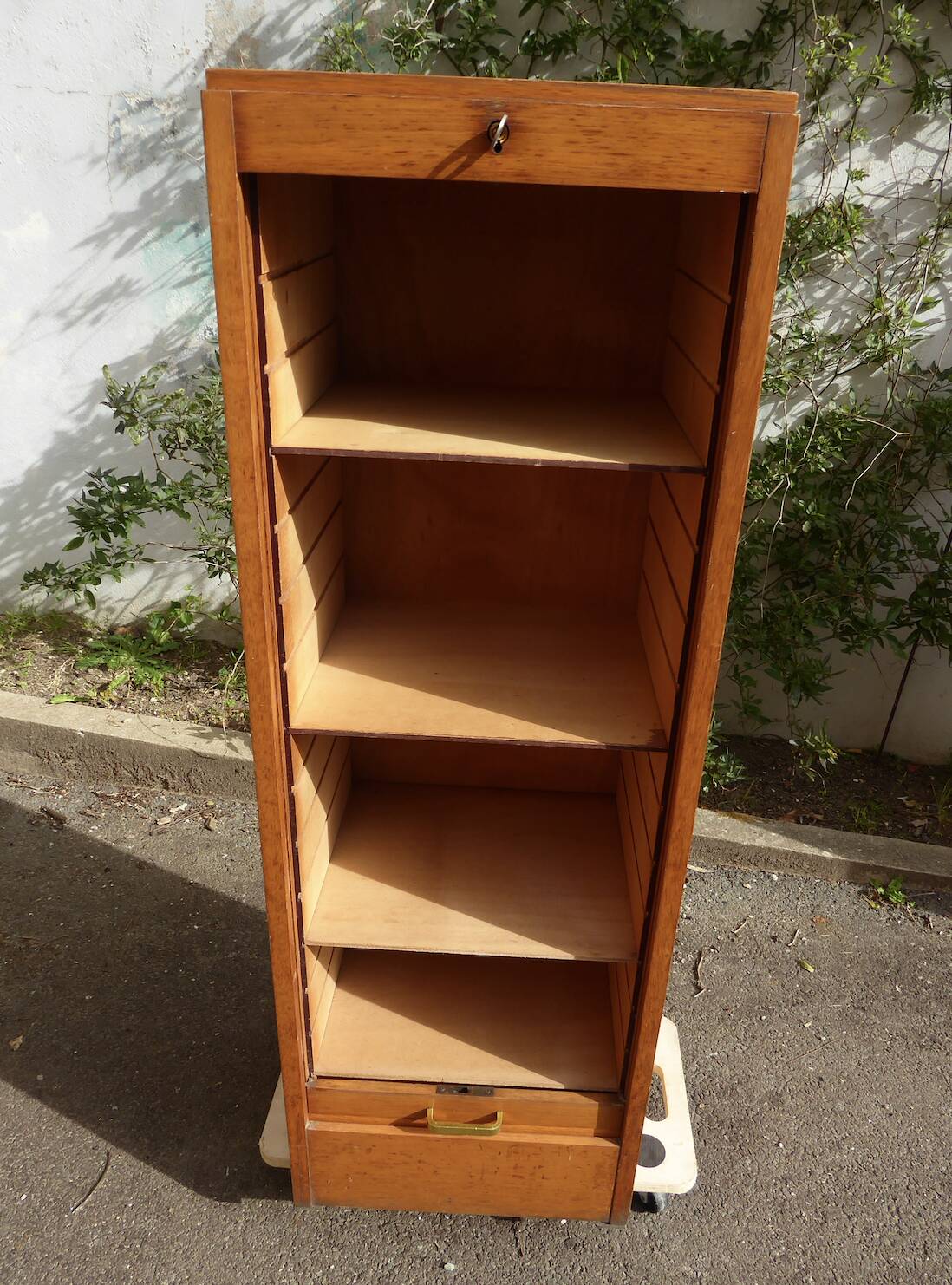 Vintage 1960s storage cabinet with curtains