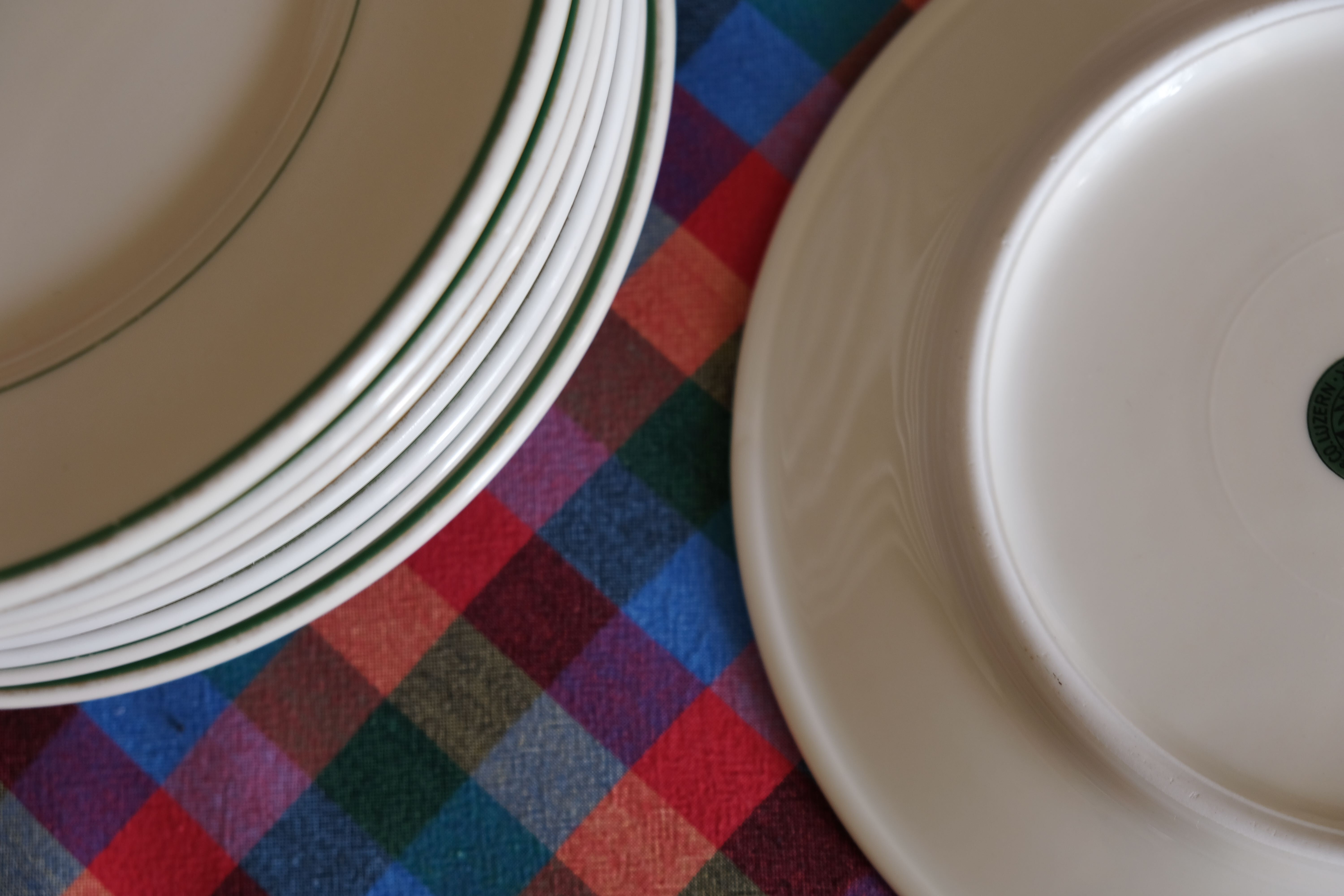 8 dessert plates of the service of the hotel "Grand Hotel Nationale" Lucerne Switzerland Buchecker & C