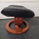 Footrest / Black leather and wood pouf - Stressless