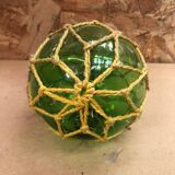 Old Glass Float Marine Ball With Vintage Net