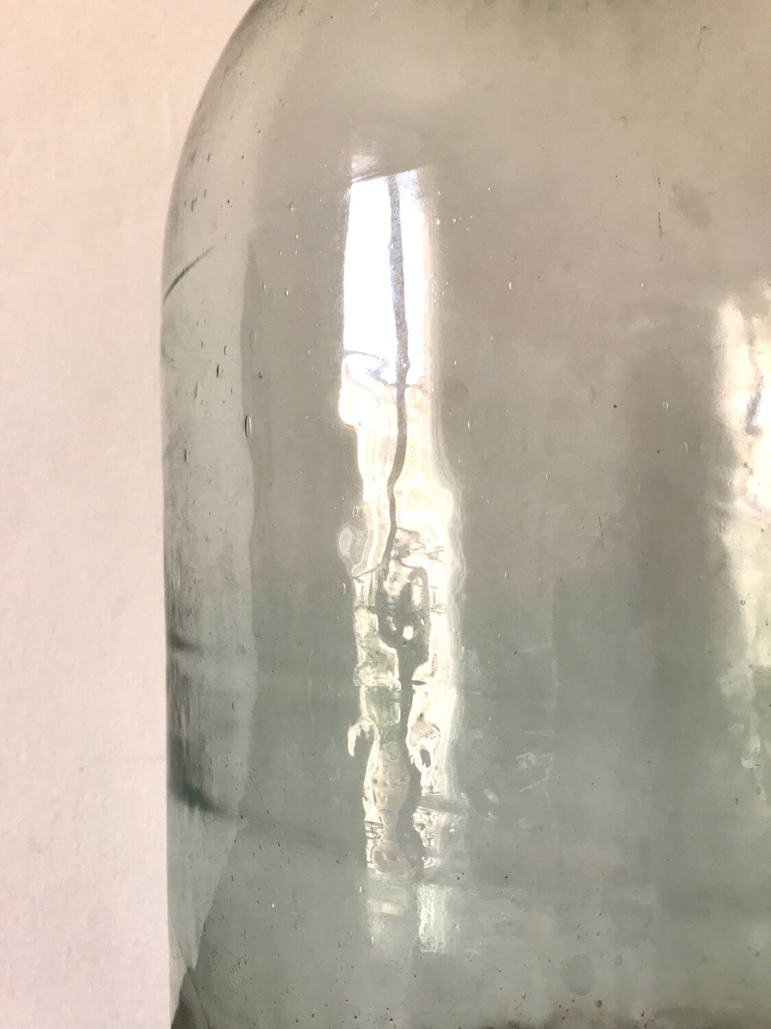 Old demijohn 25L, transparent glass carboy