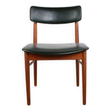 Set of 8 Danish chairs in teak, black leatherette and brass, Sven Chrobat/Sax.