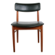 Set of 8 Danish chairs in teak, black leatherette and brass, Sven Chrobat/Sax.