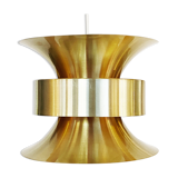 Pendant light in golden brushed aluminum by lyskaer belysning. denmark 1970s
