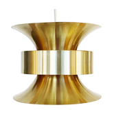 Pendant light in golden brushed aluminum by lyskaer belysning. denmark 1970s