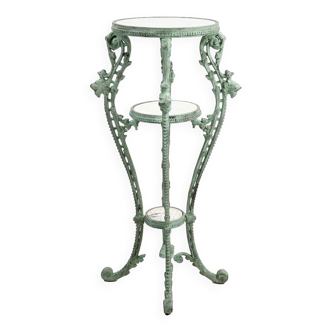 Patinated cast iron harness with marble tops