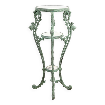 Patinated cast iron harness with marble tops