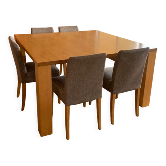 Light oak square table with extensions