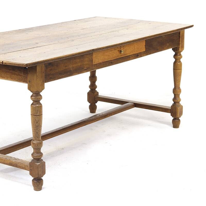 Table à manger en chêne antique de ferme française rustique