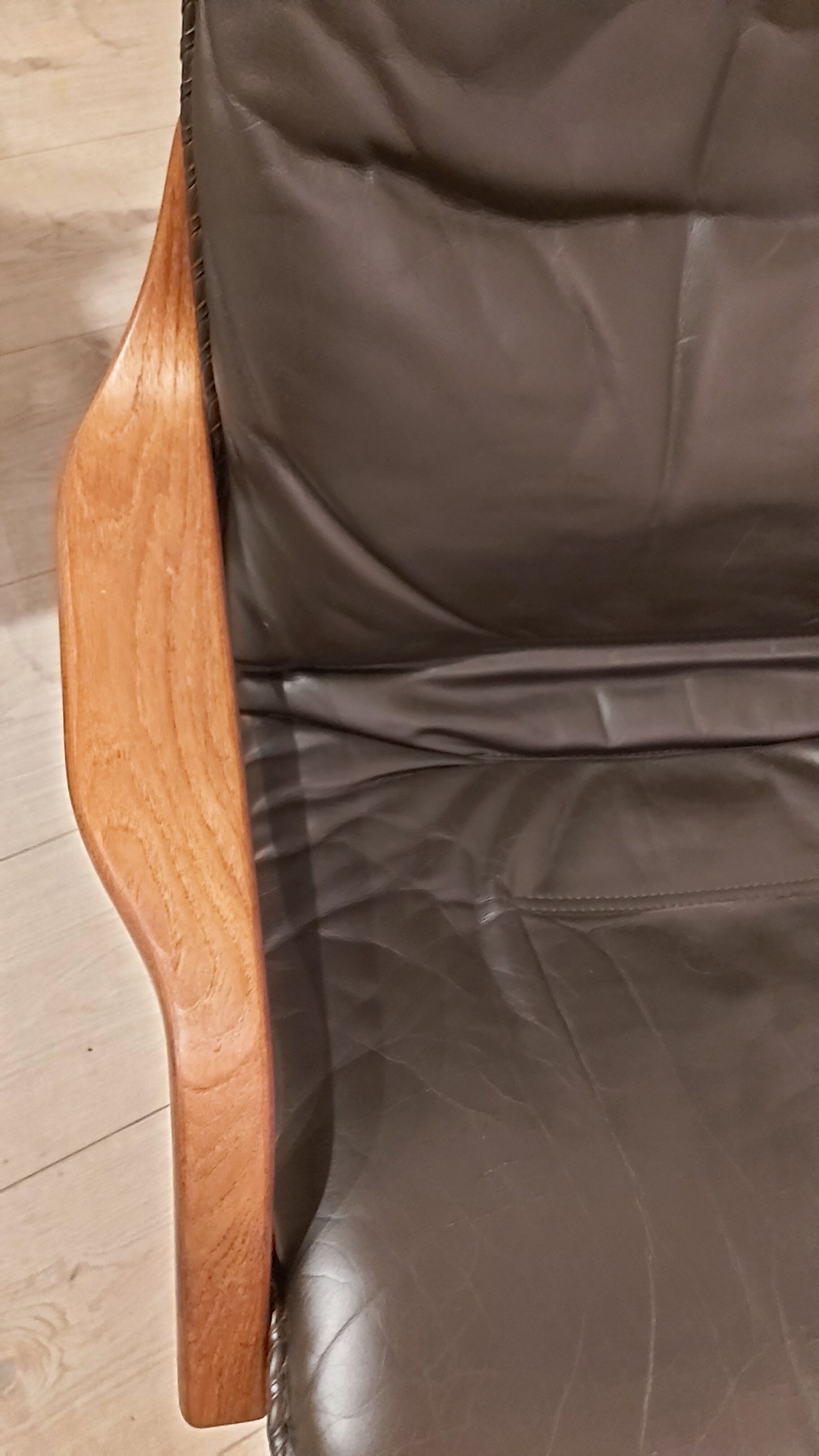 Swivel armchair with footrest, Berg Forniture, Denmark, 1970s