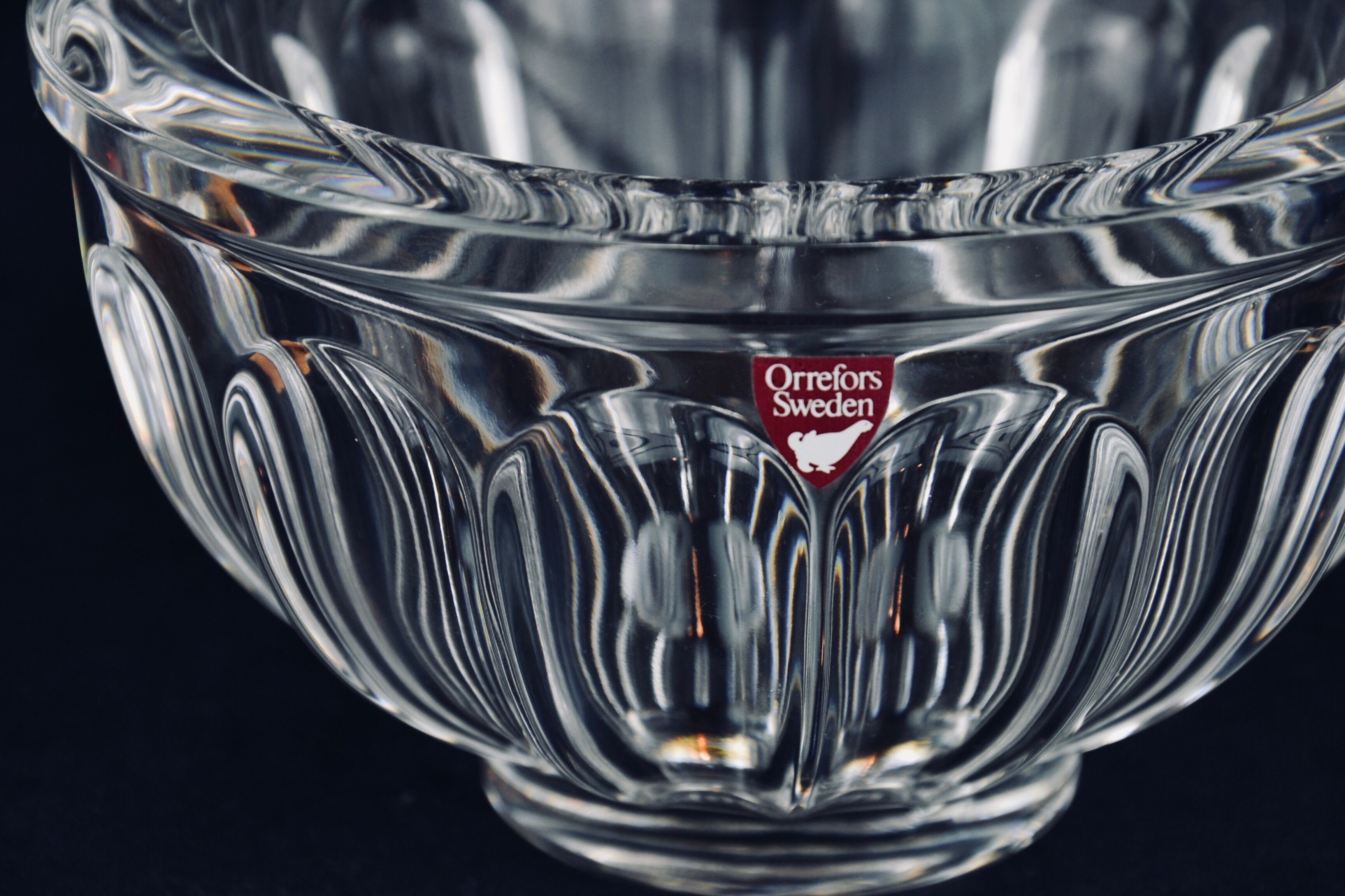 Vintage crystal bowl signed by Orrefors, made in Sweden Selency