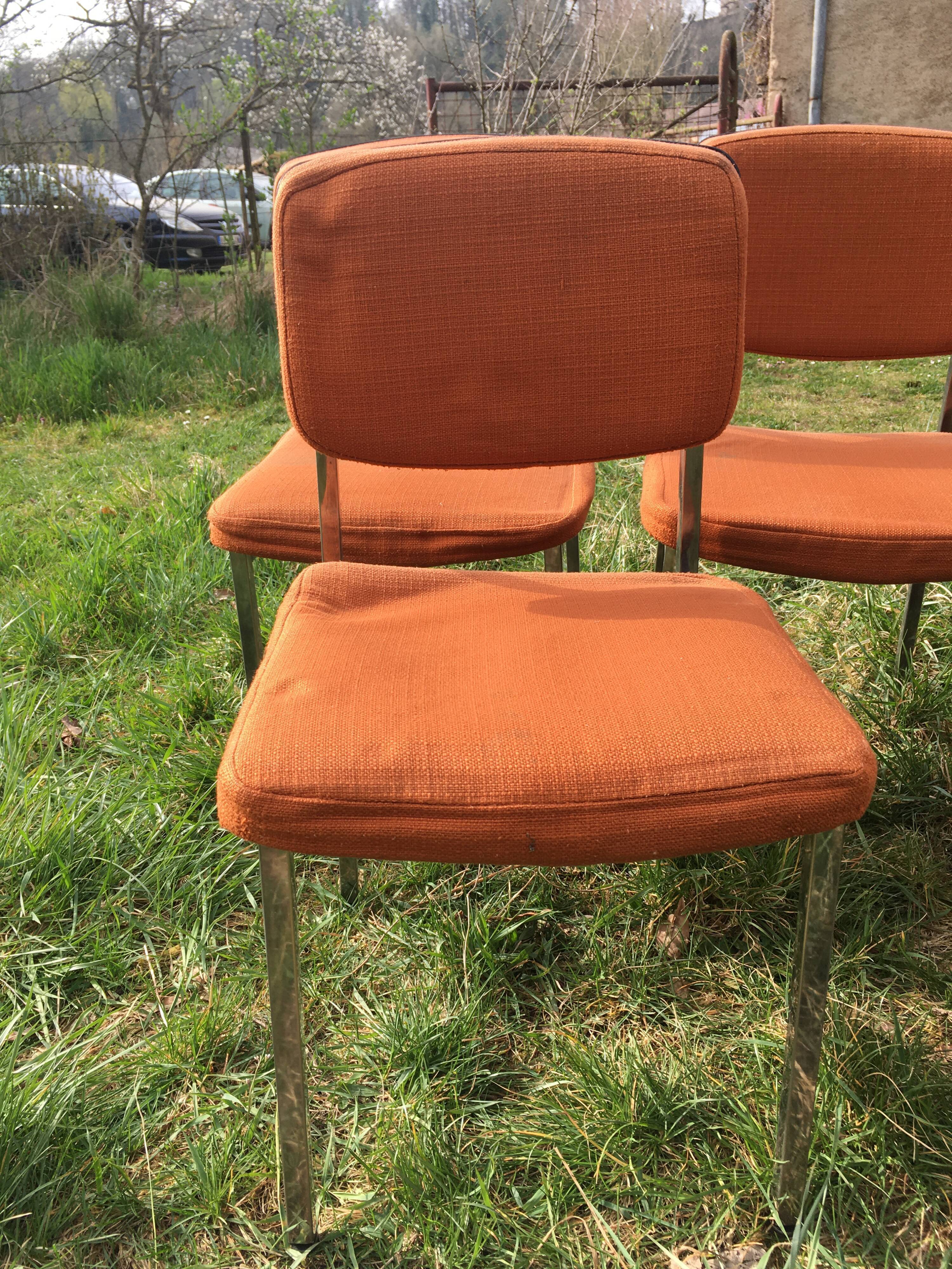 LOT of 8 chairs in orange fabric '70s very comfortable