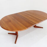 Vintage Danish round extendable dining table solid teak 1960s