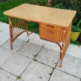 Vintage antique rattan desk