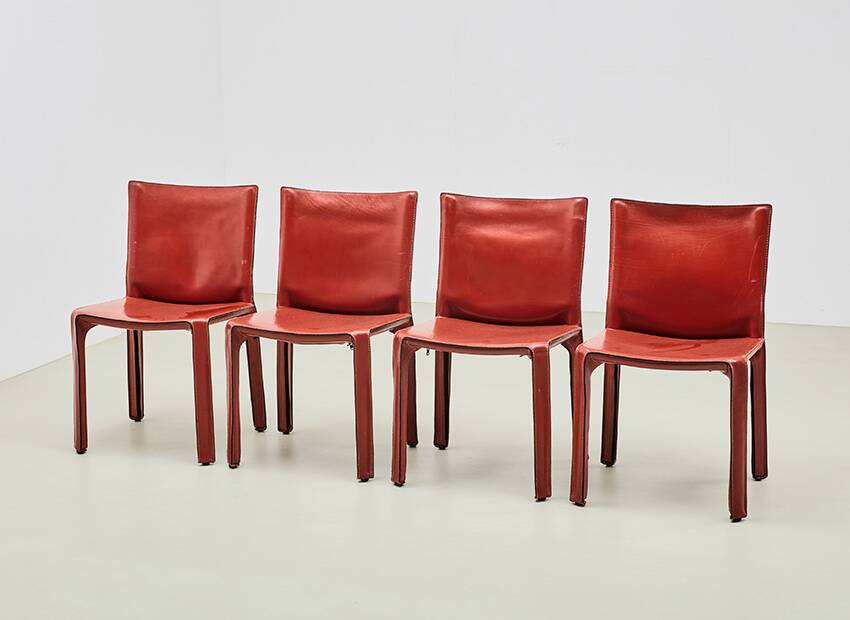 Mario Bellini Set of 4 Cab 412 Dining Chairs for Cassina Italy 1977