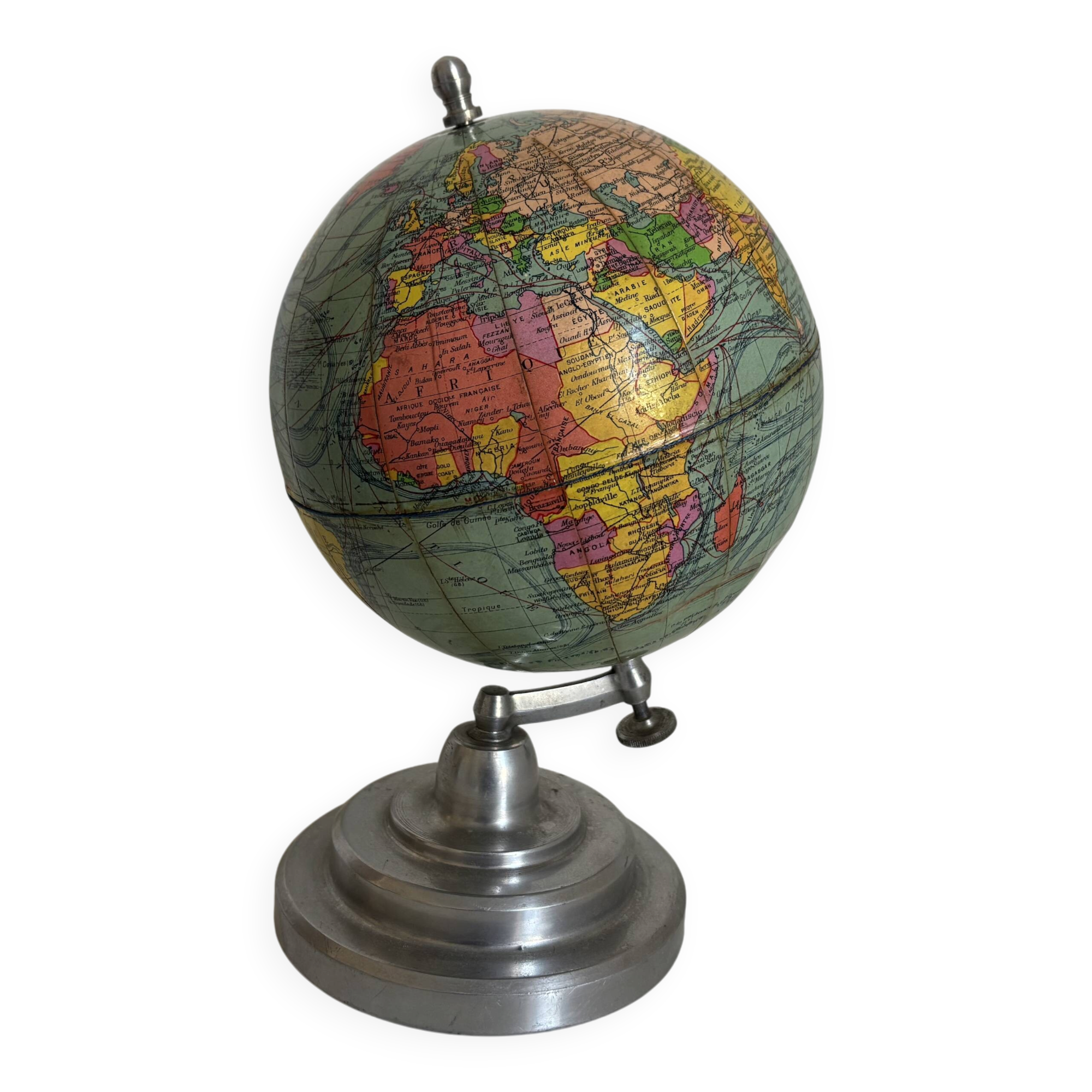 Vintage 1950 terrestrial globe Girard Barrère Forest Thomas - 26 cm