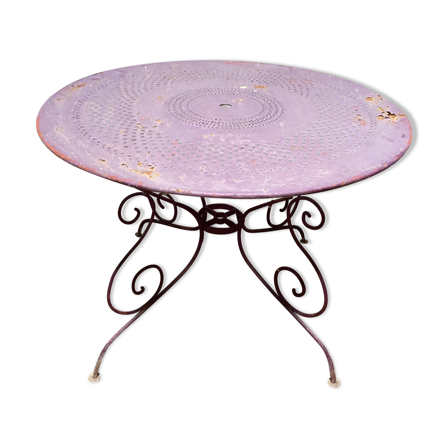 Purple wrought iron garden table