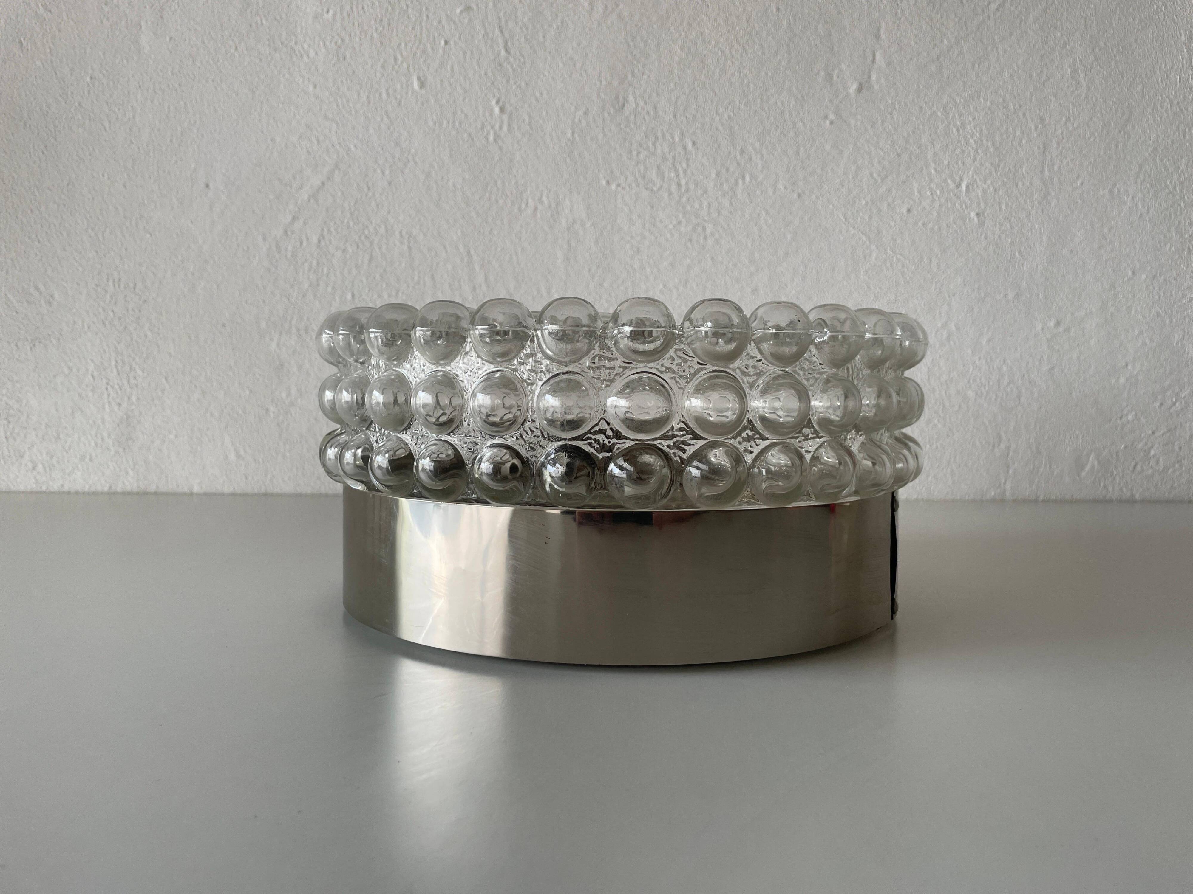 Round bubble glass wall lamp or flush mount by Limburg, 1960s, Germany