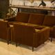 Ensemble canapé et 2 fauteuils en velours marron 1960’s