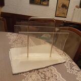 Plexiglass and gold steel magazine rack from the 70s