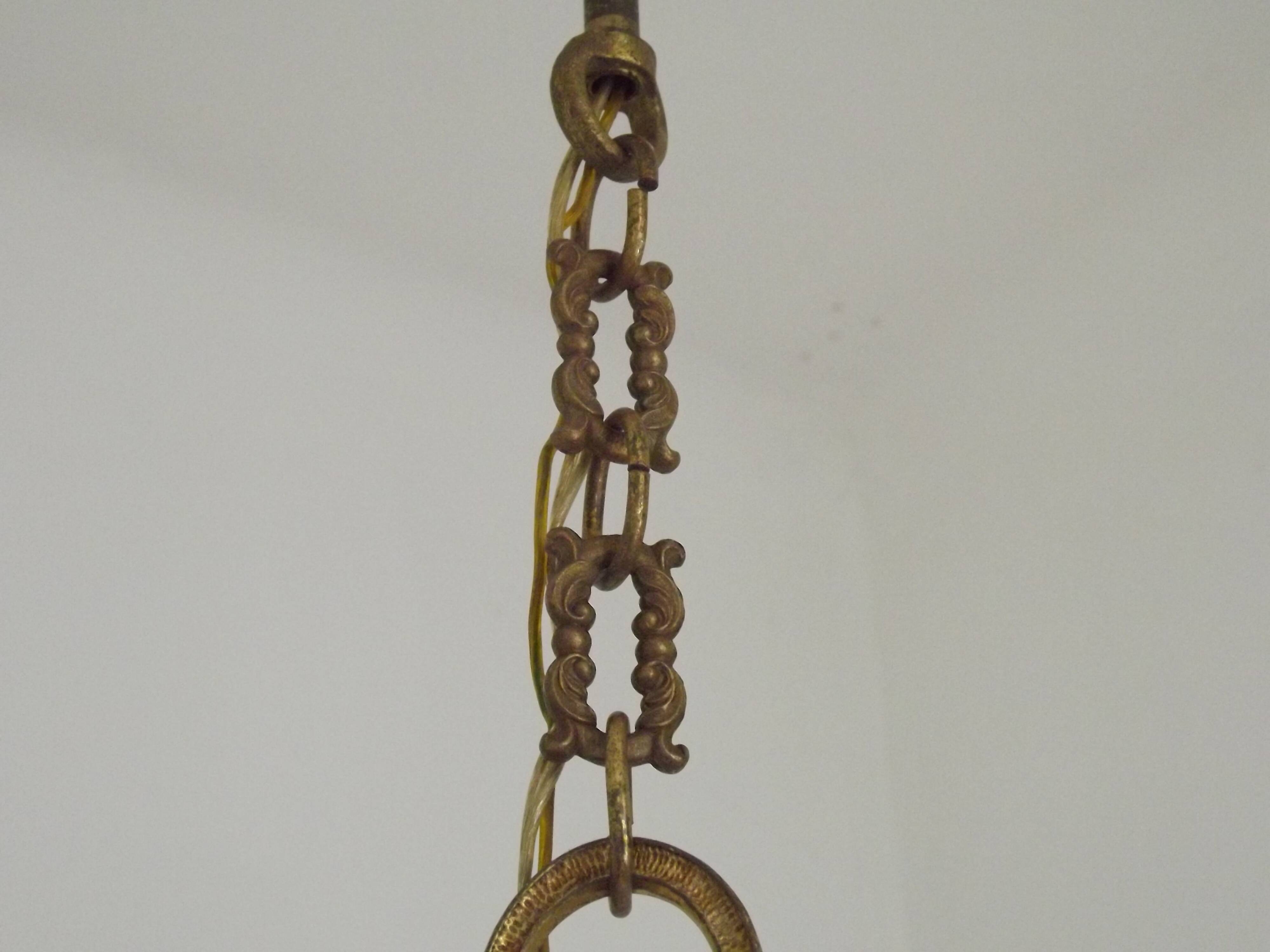 Elegant French Vintage Bronze 5-Light Art Nouveau Style Chandelier
