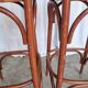 Mid-Century Thonet Style Bar Stools: Red Faux Leather Seat, Set of 2