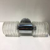 Wall lamp double lights chrome and glass 70s