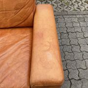 Canapé en cuir cognac vintage danois moderne du milieu du siècle