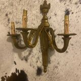 Pair of gilt and chiselled bronze wall lights with 3 lights - Louis XVI style