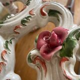Pair of white earthenware candlesticks