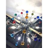Contemporary Multicolor “Star” Glass Sputnik Gold Chandelier