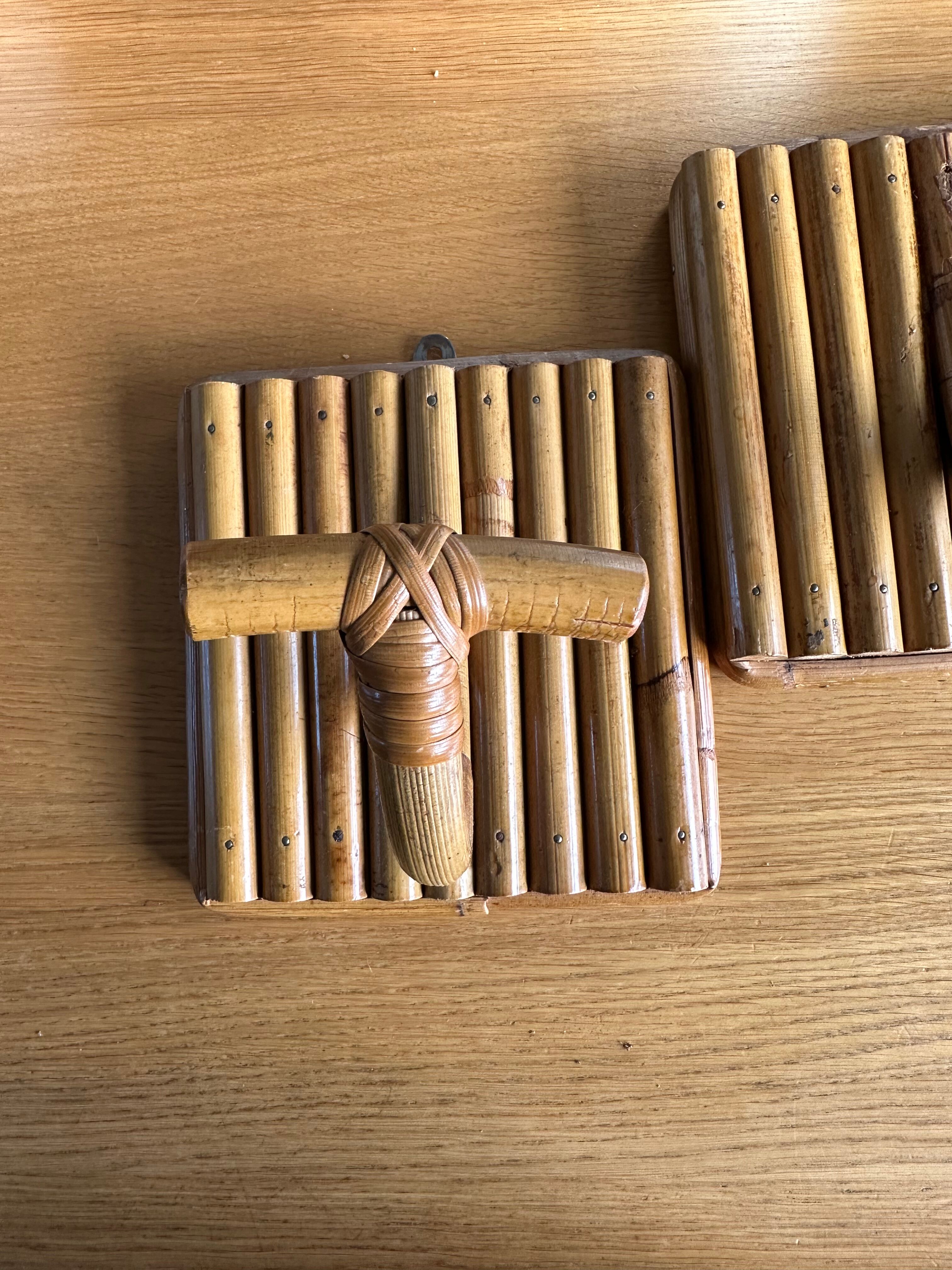 Pair patere vintage bamboo