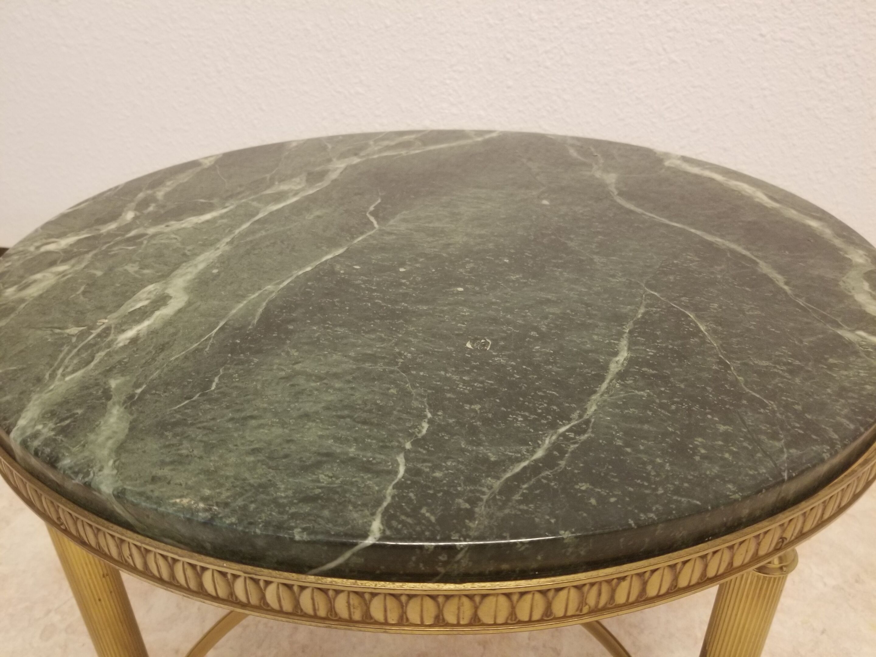 Round coffee table green marble neoclassical style - 60s