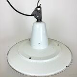 Industrial White Enamel Factory Pendant Lamp, 1960s
