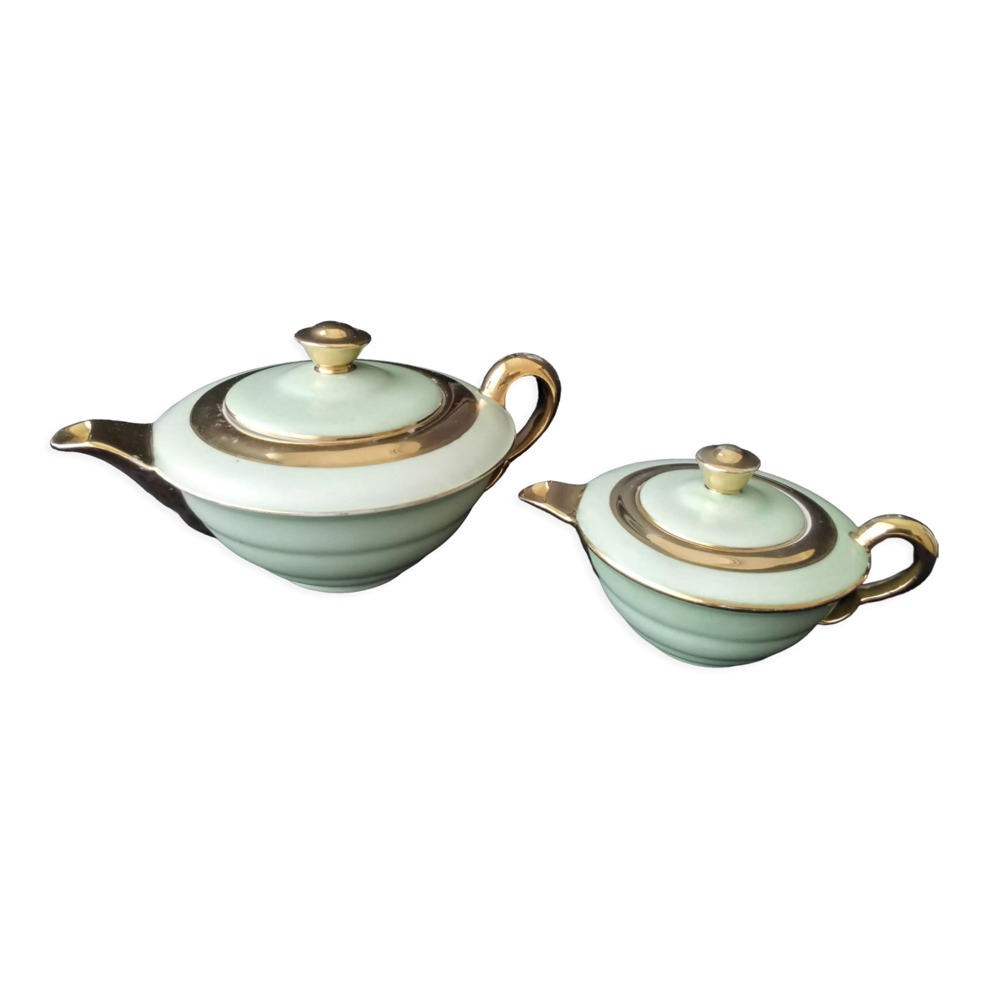 Pair of Limoges porcelain teapots