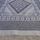 Tapis blanc multicolore fait main en pure laine