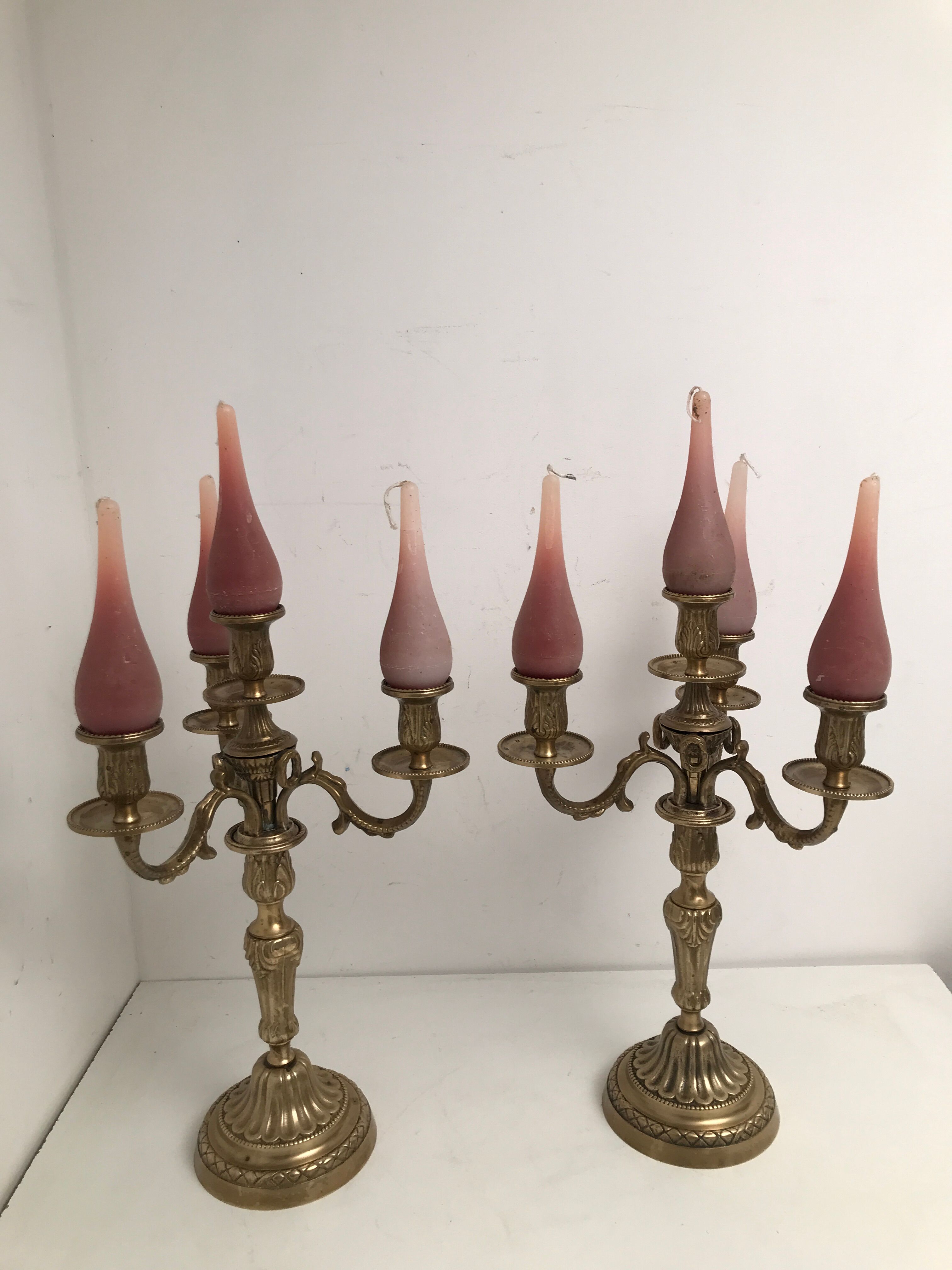 Brass candle holders 3 branches 4 fires