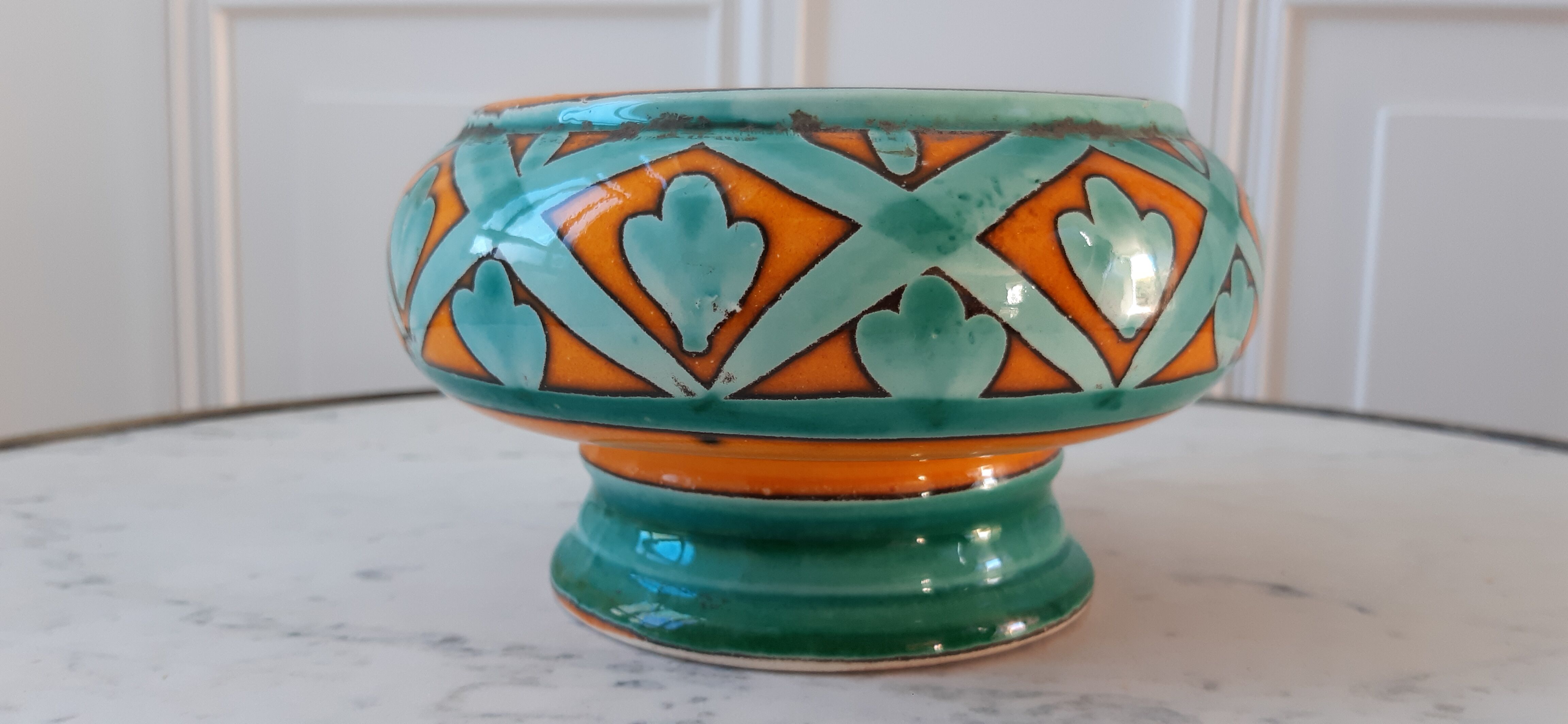 Pocket tray / pot in colored ceramic Saint-Clément signed 60s