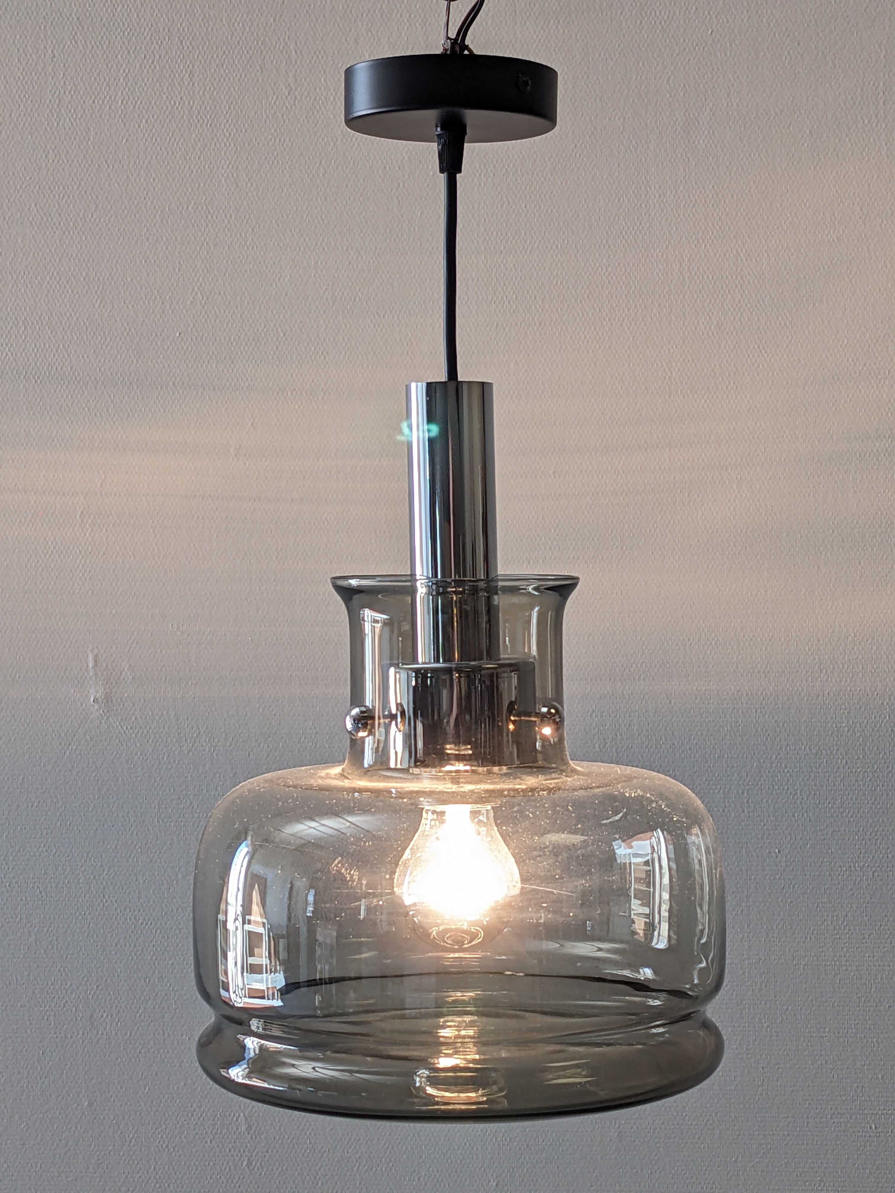 Smoked glass suspension from the 60s/70s by Limburg