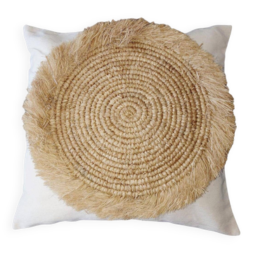 Housse de Coussin Bora, coton, raphia 50x50 cm