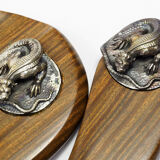 Set for office "Masriera" in silver and exotic wood, mid-century