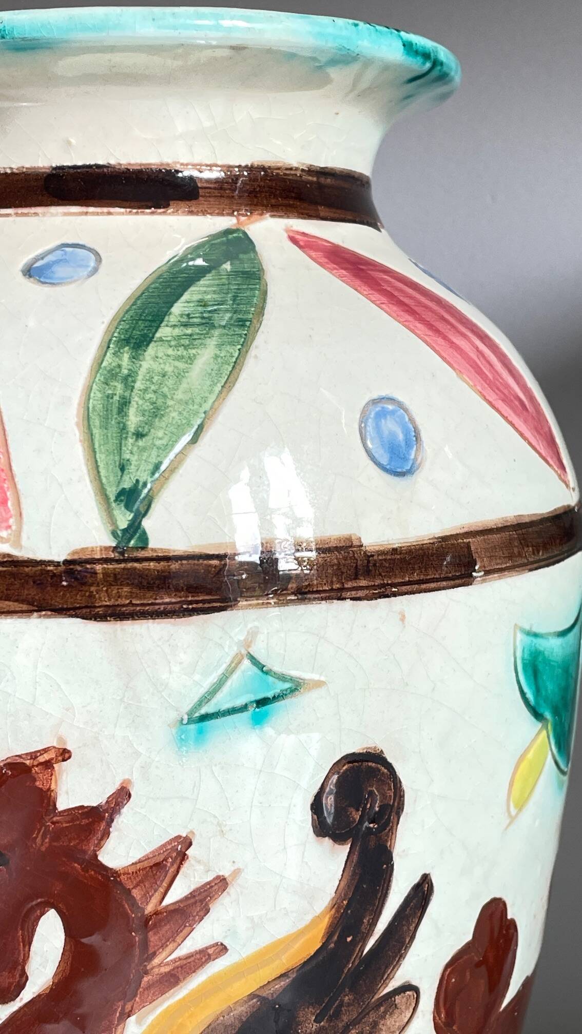 Italian Majolica Vases with Dragon Motif