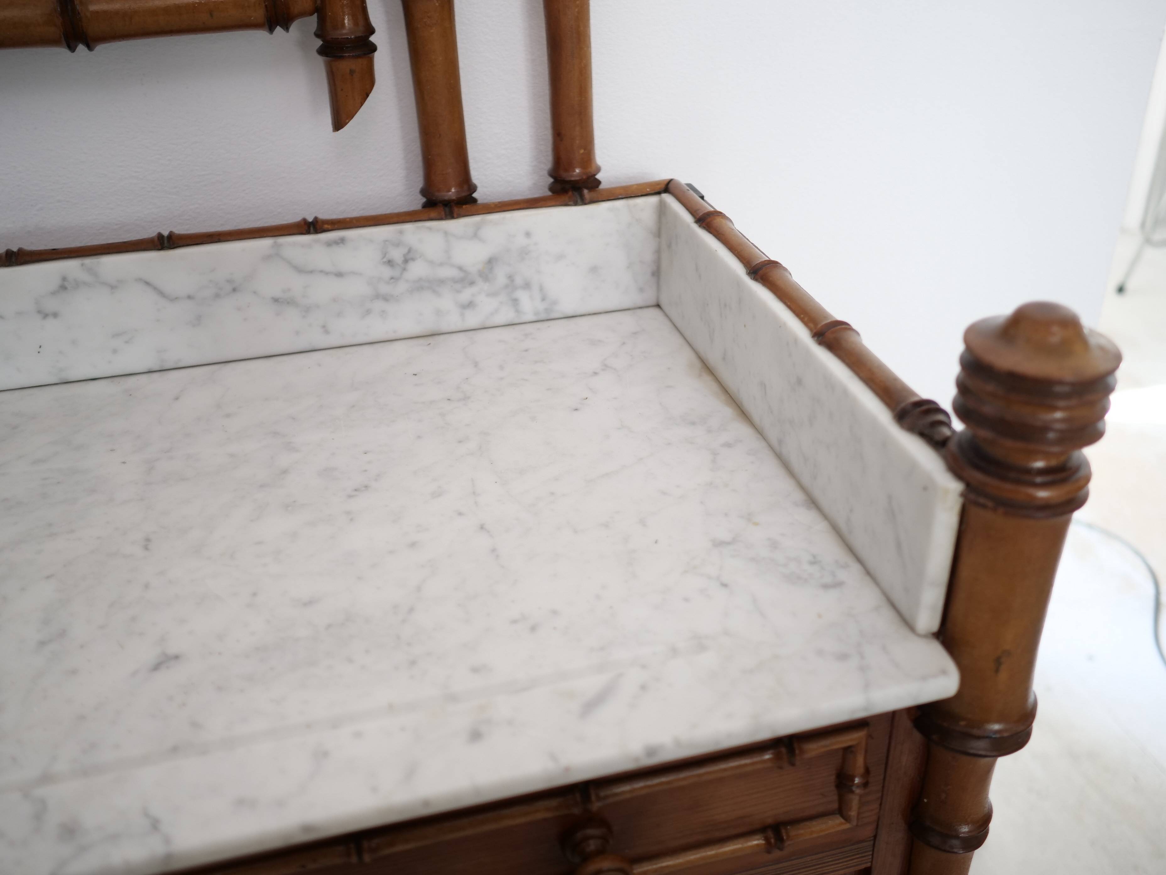 Late 19th century faux bamboo chest of drawers in pine