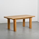 Dining table in glued laminated pine, France, around 1970.