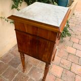 Wooden bedside table marble tray