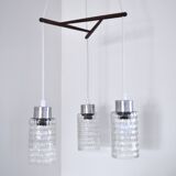 Plafonnier mid-century en teck et verre, danemark, 1960s